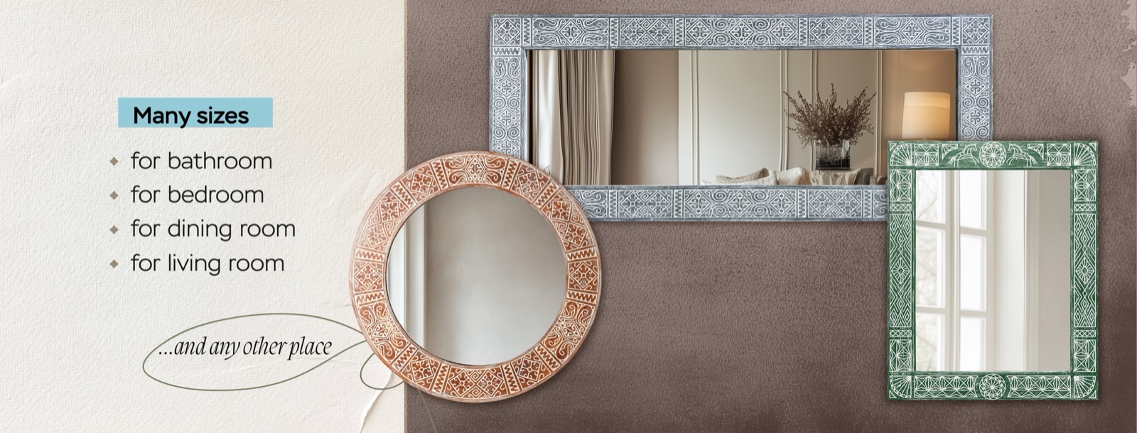 Family-made solid-wood mirror with a carved frame